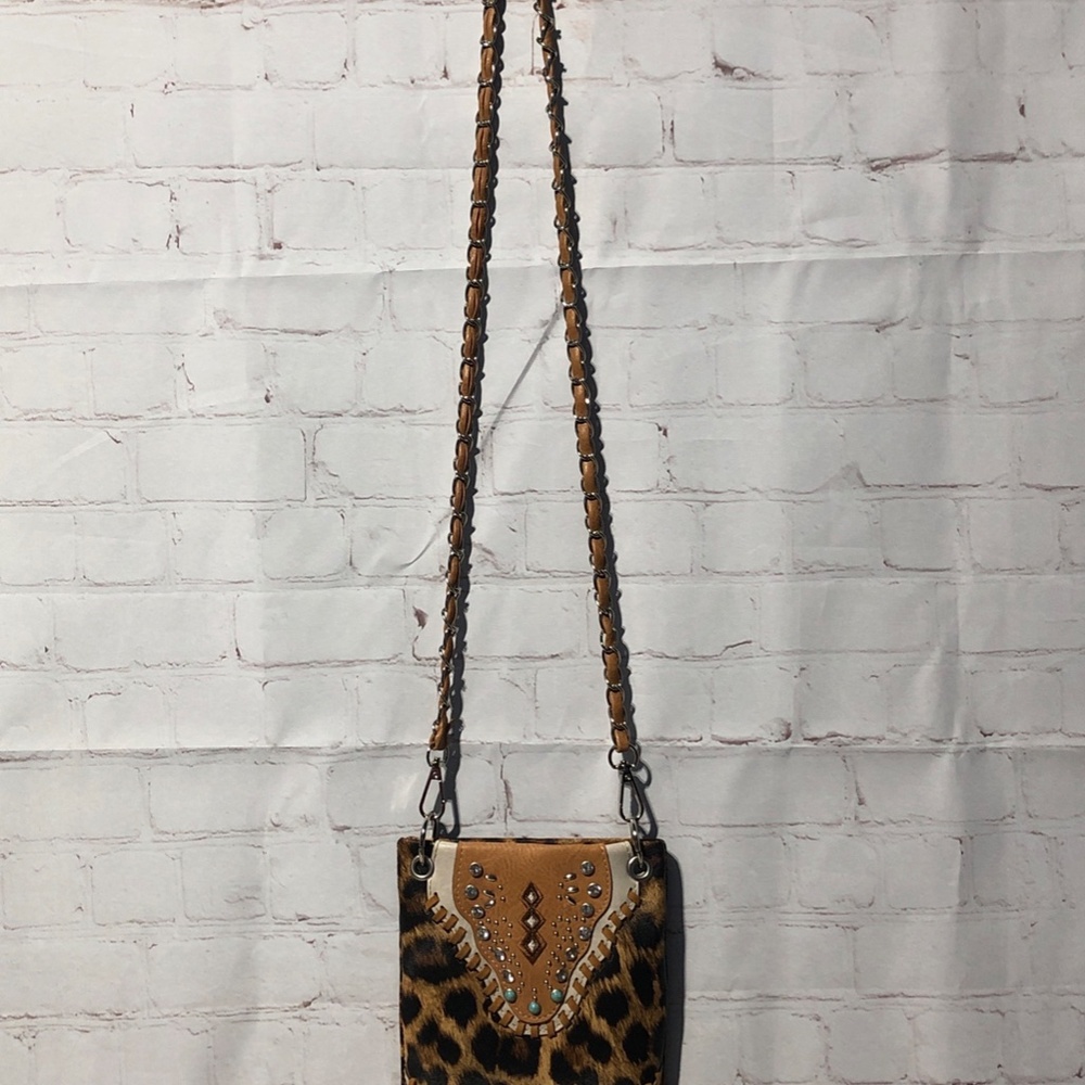 Western Style Mini Crossbody Purse Embroidery Turquoise Embellishments - Picture 2 of 15